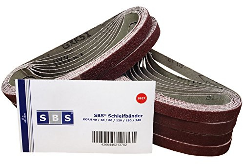 SBS Schleifbänder | 13 x 451mm | 96 Stück | Mix Pack | 16 Stück je Korn P40/60/80/120/180/240