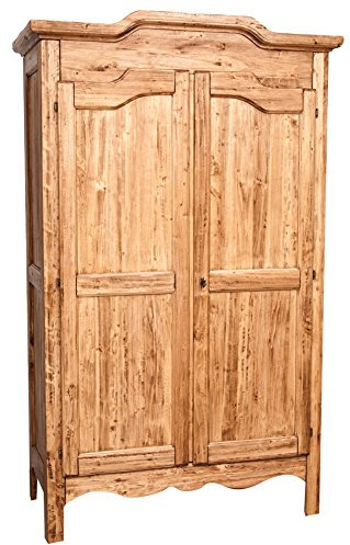 Biscottini Kleiderschrank massivholz Land Schrank natürliches Finish massivem Holz 127 x 59 x 204 cm | Kleiderschrank landhausstil | Landhausstil möbel | Vintage Schrank | Schrank landhausstil