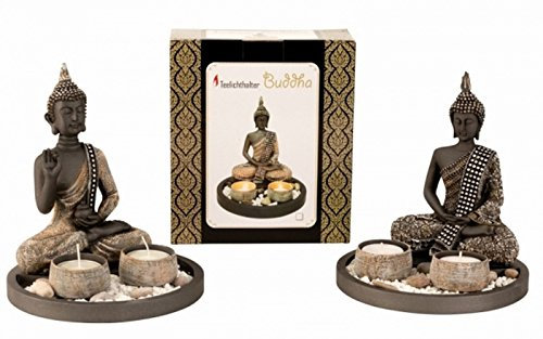 Buddha Set für zwei Teelichter
