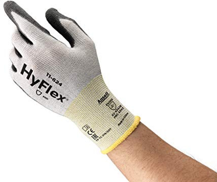Ansell HyFlex 11-624 Arbeitshandschuhe aus Dyneema, Hoher Schnittschutz und Ausgezeichnete Flexibilität, PU-Beschichtung für Sicheren Griff, Waschbar, Größe 9/L (12 Paires)