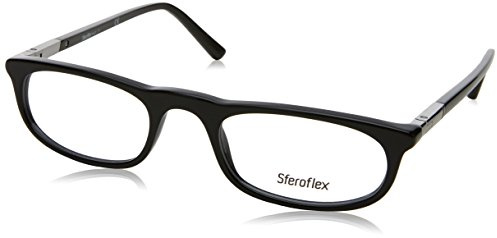 Sferoflex Mens SF1137 Oval Prescription Eyewear Frames, Black/Demo Lens, 52 mm