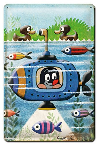 Logoshirt® Krtek I Der kleine Maulwurf I U-Boot I Blechschild Retro I 3D Motiv I 20x30cm