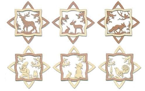 Kuhnert - Schmuckanhänger/Baumschmuck - Motiv: Waldmotive im 6er Set - Made in Germany