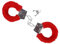 Plüsch Handschellen aus Metall inkl. 2 Schlüsseln - Halloween Karneval Fasching Kostüm Accessoire - Handcuffs - Party Zubehör - Rot