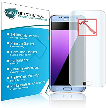 Slabo Premium Panzerglasfolie für Samsung Galaxy S7 Edge Full Cover Echtglas Displayschutzfolie Schutzfolie Folie Tempered Glass KLAR - 9H Hartglas - Rahmen Transparent Clear