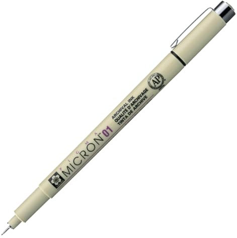 SAKURA Pigma Micron 01 Fineliner - 0,25 mm Schwarz - Wasserfester Permanent-Tintenstift für die Archivierung