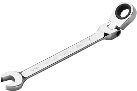 Jetech Llave de engranaje de cabeza flexible de 10 mm, llave de trinquete flexible de grado industrial fabricada con acero de aleación Cr-V forjado tratado térmicamente, llave combinada de trinquete