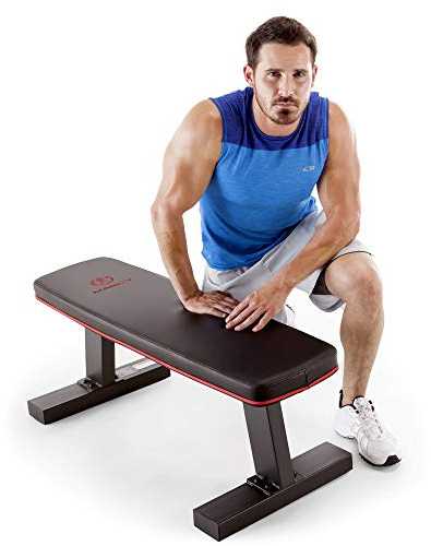 Marcy Deluxe Versatile Flat Bench Workout Utility Bench with Steel Frame SB-10510, Black, 19.00 x 17.00 x 44.00 inches