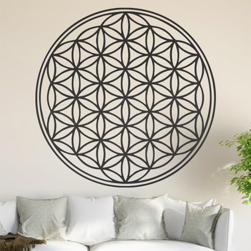 Kiwistar Blume des Lebens - Baum Wandtattoo in 6 Größen - Wandaufkleber Wall Sticker - Dekoration, Küche, Wohnzimmer, Schlafzimmer, Badezimmer (30 x 30 cm, 73_dunkelgrau)