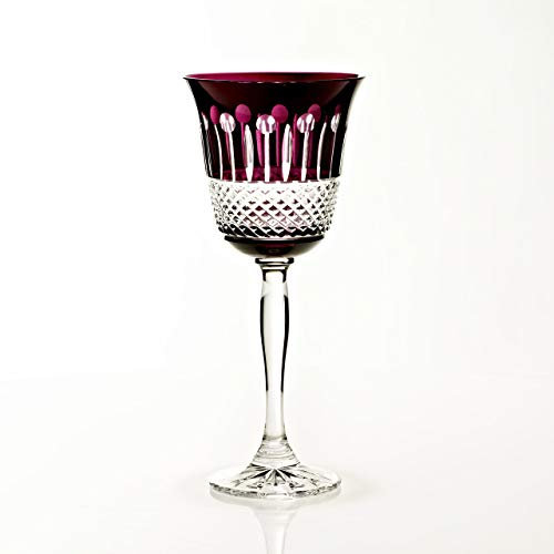 CRISTALICA Weißweinglas 220ml amethyste Weinkelch Retro Kelch Kristallglas geschliffen bunt