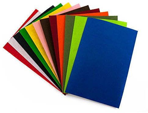 Oblique Unique® 12 Filzplatten zum Basteln bunt Sortiert 20x30cm 1mm