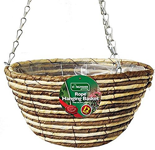 Kingfisher HB12RR 12-Inch/30 cm Rope Hanging Basket - Beige