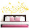 Grandora Wandtattoo XXL Blumenranken Schmetterlinge Blumen I gelb (BxH) 160 x 69 cm I Schlafzimmer Liebe Flur Wohnzimmer modern Aufkleber Wandaufkleber W1073