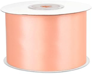 Satinband 50mm x 25m Rolle - FARBAUSWAHL in 3/6/12/18/25/38/50/75/100mm - farbecht & waschbar - Schleifenband für Hochzeit - Geschenkband zum Verpacken Dekorieren Basteln - Apricot 714