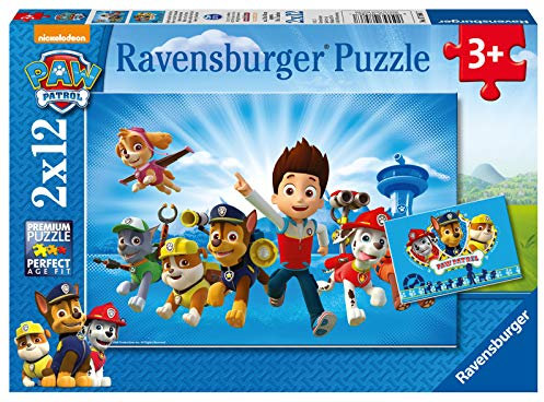 Ravensburger Kinderpuzzle - 07586 Ryder und die Paw Patrol - Puzzle für Kinder ab 3 Jahren, Paw Patrol Puzzle mit 2x12 Teilen