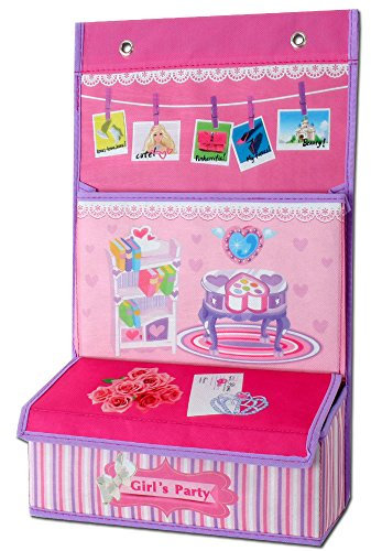 TE-Trend Faltbarer Wandorganizer Hängeaufbewahrung Hängeregal Utensilientasche Aufbewahrung Mädchen Kinder Motiv Pink Rosa