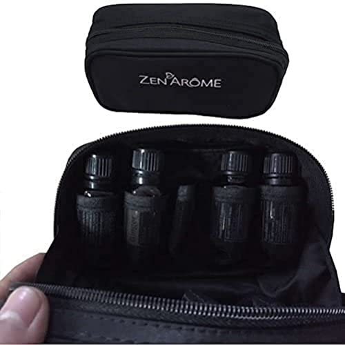 Zen'Arôme - Aufbewahrungs-Tasche für ätherische Öle - Aromatherapie-Organizer für einfachen Transport und zum Schutz der Fläschchen - Praktisches Aromaöl-Etui mit für 10 Öle - Schwarz