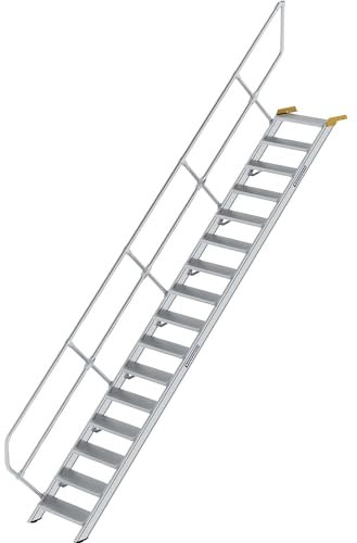 Aluminium-Treppe 45°, Stufenbreite/Stufentiefe 600/240 mm Stufenanzahl: 16, Senkrechte Höhe 3,33 m