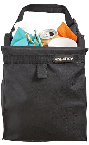 High Road TrashStash Hanging Polyester Car Trash Bag, 3 gallons,with Leakproof Lining and Spring Frame Closure