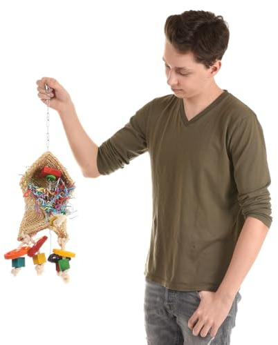 Wagner's | Vogelspielzeug Zauberhut mit Edelstahlkette Papageienspielzeug, Spielzeug für Papageien