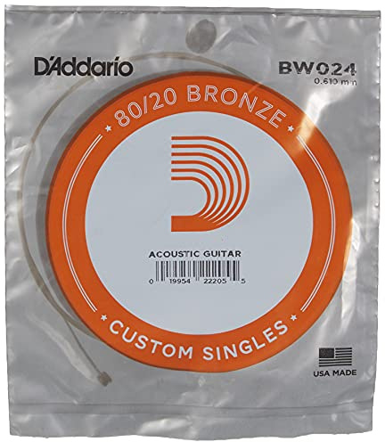 D'Addario .024 Bronze Wound Single String for Acoustic Guitar