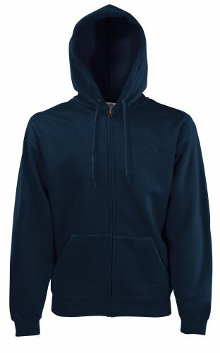 Fruit of the Loom Men's Zip Front Premium Hooded Sweat Jacket, Deep Navy, Large