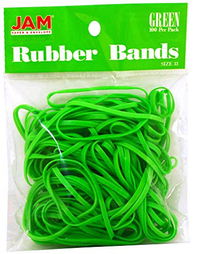 JAM PAPER Farbige Gummibänder - #33 Größe - Grüne Gummibänder - 100/Packung