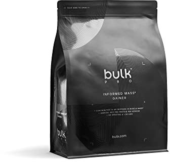 Bulk Informed Mass Gainer, Producto para ganar masa muscular, Batido de proteína de suero de leche, Fresas y Crema, 3kg, 20 Dosis