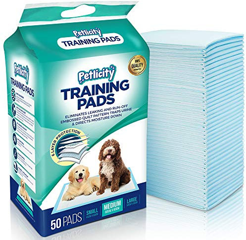 Pack of 50 Puppy Dog/Kitten Toilet Training Pads - Highly Absorbent Mats to protect your Floor, Carpets and Furniture from Pet Pee Wee Mess (Medium 60cm x 60cm)