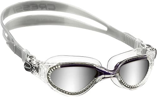 Cressi Flash - Premium Erwachsene Schwimmbrille Antibeschlag und 100% UV Schutz, Transparent/Blau - Gespiegelte Linsen, D (140 mm)