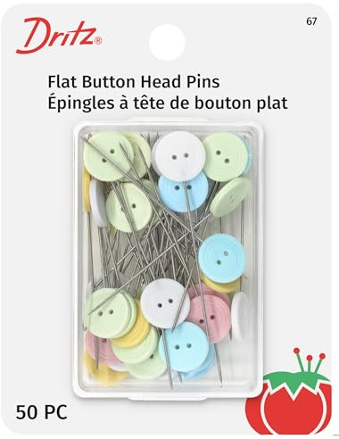 Dritz 67 Flat Head Pins, Button, 1-3/4-Inch (50-Count)