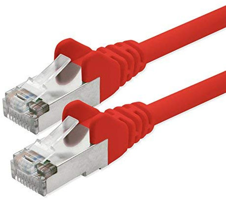 1aTTack – Cable de red FTP Cat 5e con 2 conectores RJ45 Rojo 0,5 m