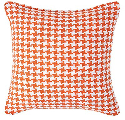 HOMESCAPES Orange Houndstooth Cushion Cover, 100% Cotton, 24 x 24 Inches, A Great Fit for Sofa or Settee Cushion, or as Display Cushion for your Bed or Conservatory