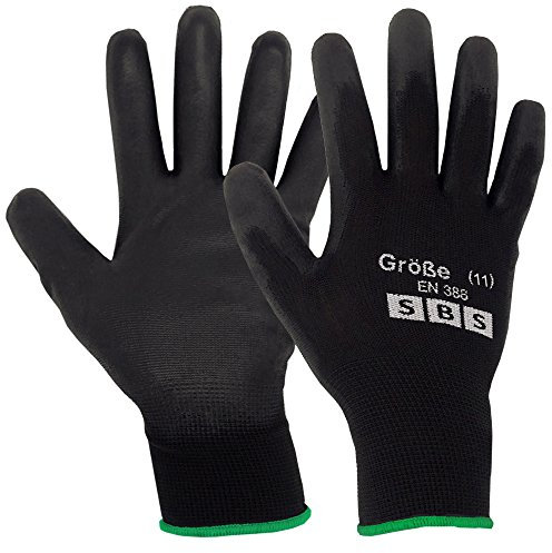 SBS lot de 12 paires de gants en nylon-noir-taille 11
