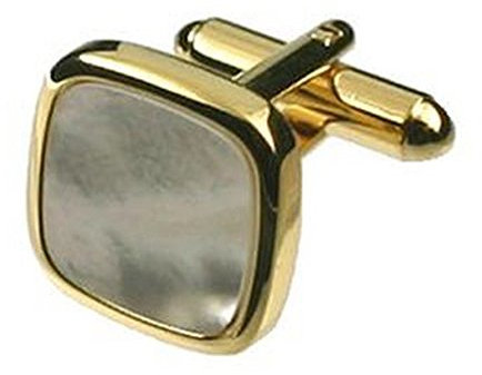Select Gifts Manschettenknöpfe Manschettenknöpfe Perlmutt~Gold Square Perlmutt Manschettenknöpfe wählen Sie Geschenk Tasche