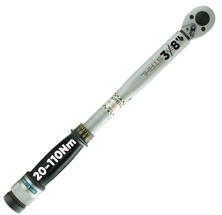 SW-Stahl 03905L Profi Drehmomentschlüssel 3/8 Zoll 20-110 Nm mit Durchsteckvierkant für Reparaturen am Motorrad I Rechtsanzug I 24 Zähne