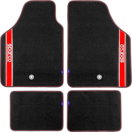 SPARCO 03763BRS Set mit 4 universellen Teppichen, Rot/Schwarz