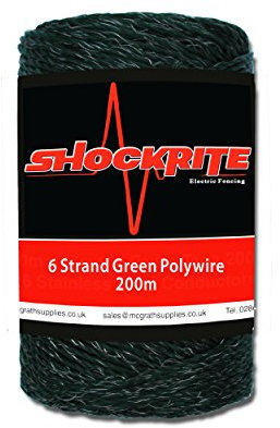 McGrath Supplies 200m x 2.5mm Electric Fence Green Polywire (6 x 0.15 Stainless Steel Conductors)