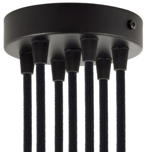 creative cables - Zylindrischer 7-Loch-Lampenbaldachin Kit aus Metall - Konisch, Schwarz