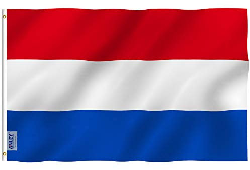 ANLEY Fly Breeze Bandera holandesa de 3x5 pies - Color vivo y resistente a la decoloración UV - Encabezado de lona y doble costura - Banderas nacionales de Holanda Poliéster con arandelas