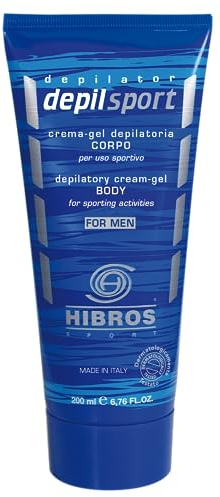 HIBROS Crema depilatoria hombre ducha pieles sensibles, depilación piernas brazos pecho espalda gel delicado profesional indolor deporte ciclismo eliminación pelo duro superficies 200 ml