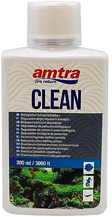Amtra Clean – natürlicher Aquarium-Wasserreiniger mit Mikroorganismen, die Ammoniak und Nitrite entfernen – reduziert Wasserwechsel – 300 ml
