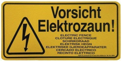 Warnschild - Vorsicht Elektrozaun - Gr. ca. 25x12,5cm - 308549