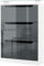Vladon Schuhschrank Space, Made in Germany, Schuhkipper für 24 Paar Schuhe mit 3 Klappen und Glasablage, Weiß matt/Grau Hochglanz mit Absetzungen in Schwarz Hochglanz (89 x 128 x 23 cm)
