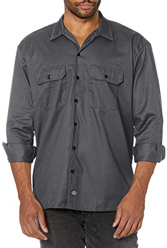 Dickies Men's Long Sleeve Work Regular Fit Casual Shirt, Charcoal Grey, XX-Large