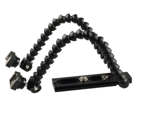 Nicna Flexible Dual-arm Dual-Shoe Flash Bracket for Canon Nikon Pentax Macro Shot