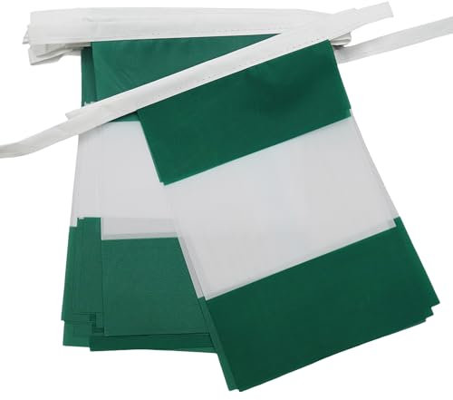 AZ FLAG Guirnalda 6 Metros, 20 Banderas de Nigeria 21x15 cm, Bandera Nigeriana 15 x 21 cm - Banderines