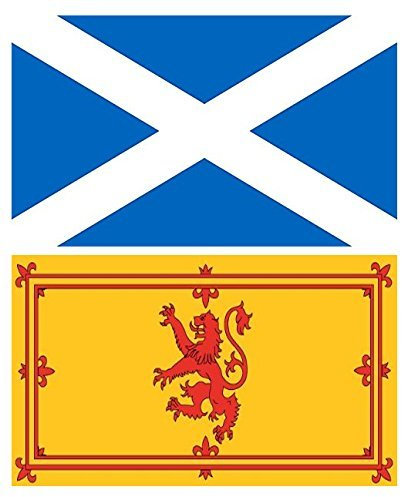 MEGA VALUE TWIN PACK St Andrews Cross Saltaire Scotland Flag + Rampant Lion Flag Quality Supporter Fans Large Flags 5'x3' (ft)