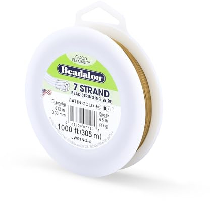 Beadalon 7-Strand Bead Stringing Wire, 0.012-Inch, Satin Gold, 1000-Feet