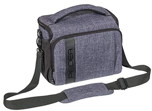 PEDEA DSLR-Kameratasche Fashion mit Displayschutzfolie für Panasonic Lumix DMC-G2 / Pentax K-S2 / Ricoh GR II / Sony Alpha 68 / Canon EOS 6D Mark II 80D 750D 800D 1000D 4000D, Gr. XL grau